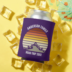 Porta-lata Pôr do sol roxo retrô montanha personalizado