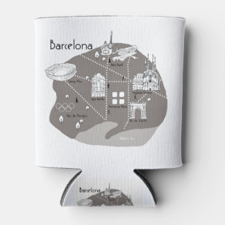 Porta-lata Poster de Barcelona cinza