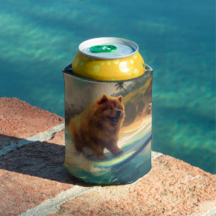 Porta-lata Praia de Chow Chow Pintura de Surfe