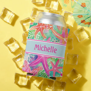 Porta-lata Praia de Verão Tropical Personalizada