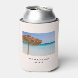 Porta-lata Praia Tropical Cénica com Casamento de Guarda-Sol 