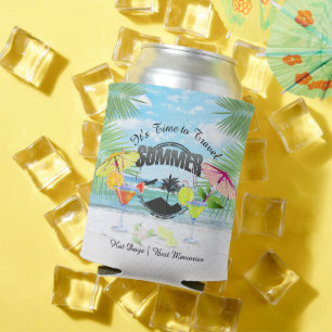 Porta-lata Praia Tropical, Férias de Verão   Personalizado