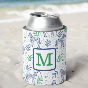 Porta-lata Preppy Zebra Martinis Verde Monograma Branco