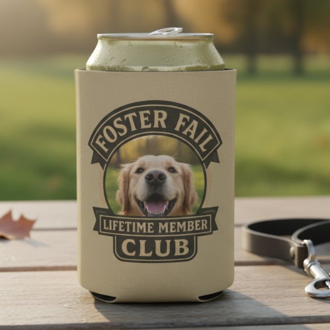 Porta-lata Presente de Cachorro Resgatado de Foster Fail Vint (Foster Fail dog photo can cooler)
