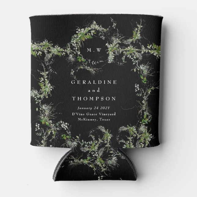 Porta-lata Presente de Casamento de Eucalyptus Monograma Pret (Frente)