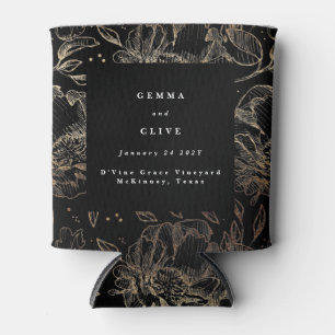 Porta-lata Presente de Casamento Floral Dourado Elegante Pret