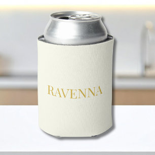 Porta-lata Presente de Nome Serif Personalizado Luxo Creme Pa