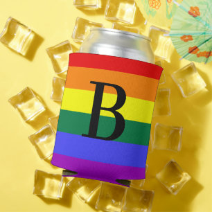 Porta-lata Presente Personalizado Monograma Arco-íris Orgulho