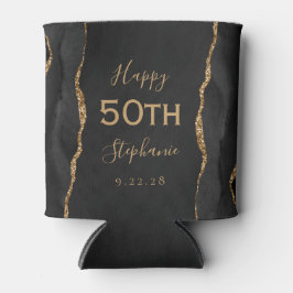 Porta-lata Preto Agate Dourado Dark 50ª Festa de aniversário