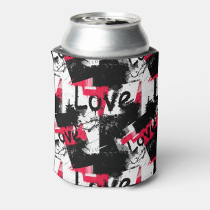 Porta-lata Preto e branco com padrão de amor de manchas verme