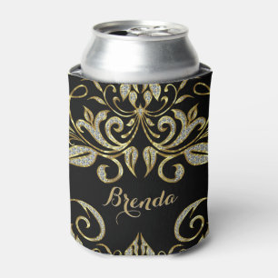 Porta-lata Preto elegante e falso Dourados & brilho