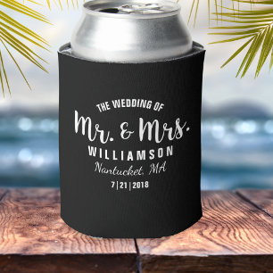 Porta-lata Preto na moda do Sr. & da Sra. Casamento Favor