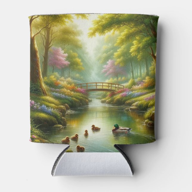 Porta-lata Primavera com patos/flores (Frente)