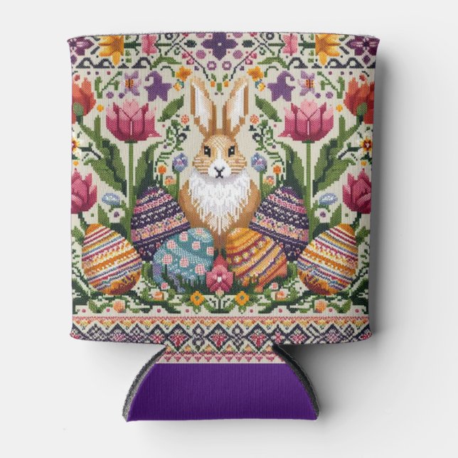 Porta-lata Primavera/Páscoa de cor branca (Frente)