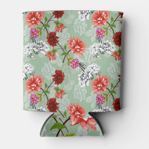 Porta-lata Primavera Verde Floral: Desenho Mão