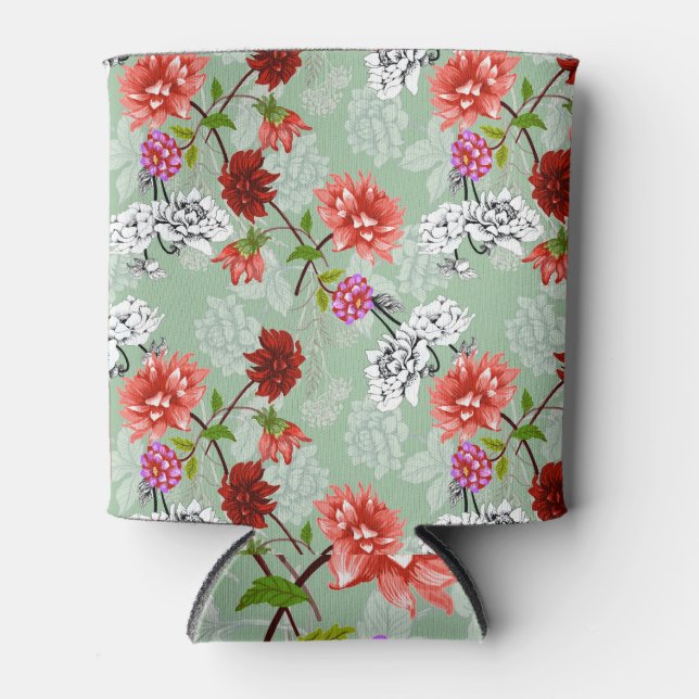 Porta-lata Primavera Verde Floral: Desenho Mão (Frente)