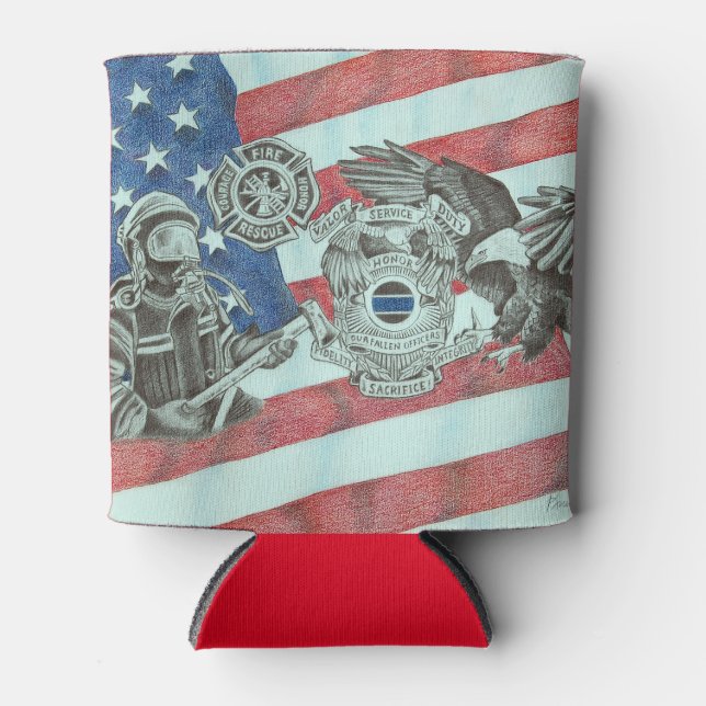 Porta-lata Primeiro Respondente Patriótico (Frente)