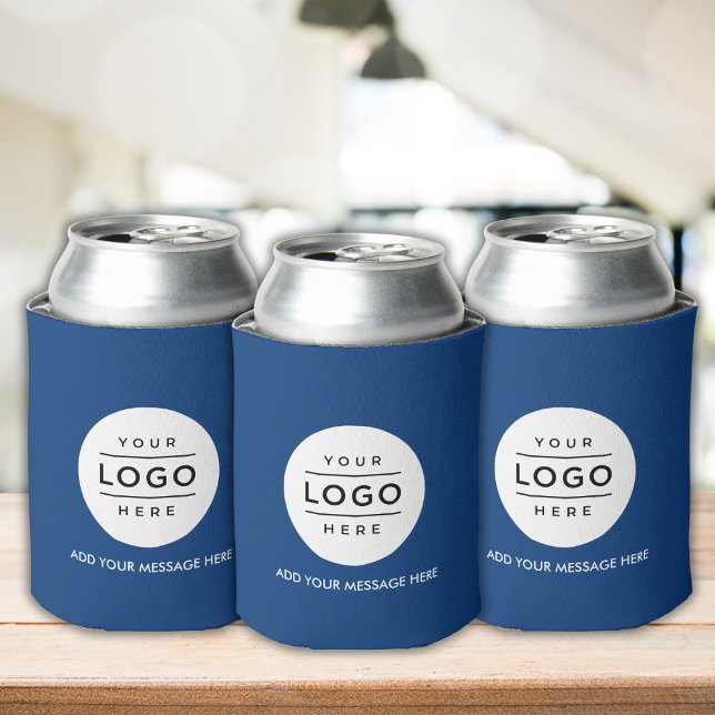 Porta-lata Promocional de logotipo comercial personalizado (Custom Business Logo Promotional Can Cooler in navy blue)