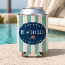 Protetor de Lata com Listras Teal Cabana Beach Clu