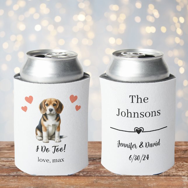 Porta-lata Protetor de Lata de Casamento de Beagle Personaliz (Criador carregado)