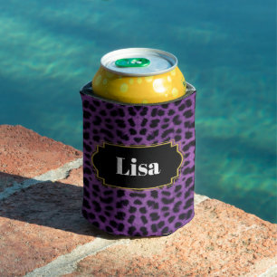 Porta-lata Protetor de Lata Estampa Leopardo Roxo