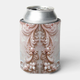 Porta-lata Protetor de Lata Pérola e Floral Rosa Ornamentado