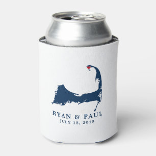 Porta-lata Provincetown Cape Cod Map Blue and Red Heart