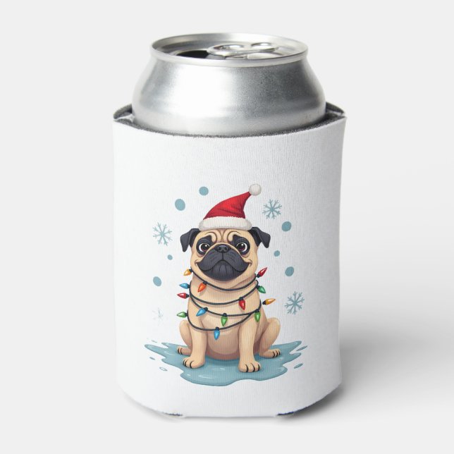 Porta-lata Pug Dog Christmas Men Women (1) (Can Front)