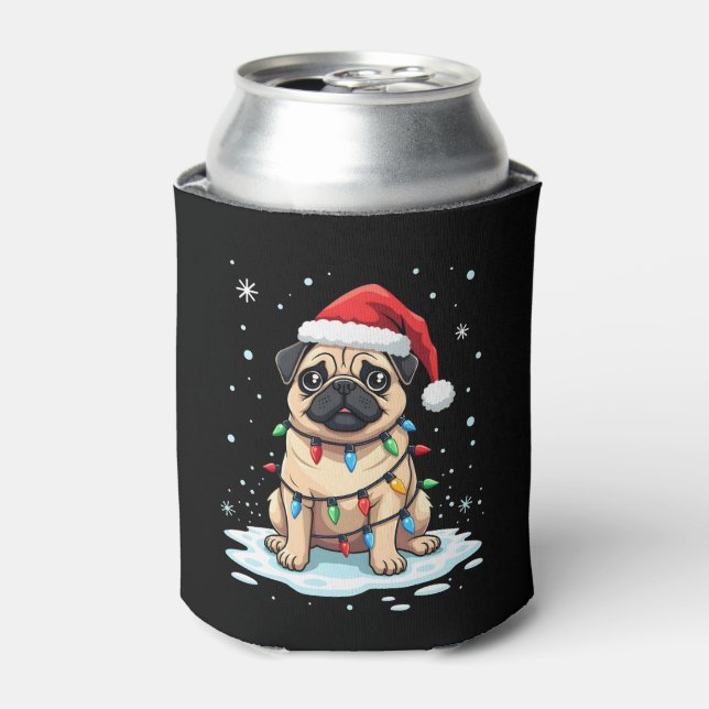 Porta-lata Pug Dog Christmas Men Women (2) (Can Front)