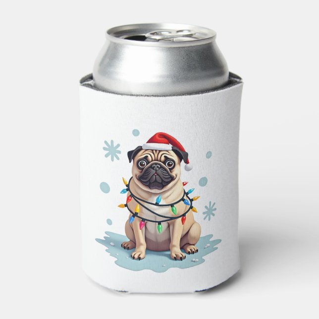 Porta-lata Pug Dog Christmas Men Women (2) (Can Front)