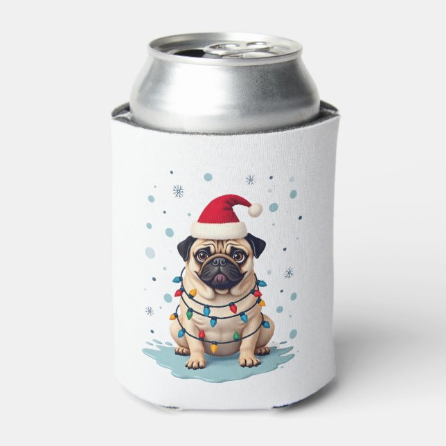 Porta-lata Pug Dog Christmas Men Women (3) (Can Front)