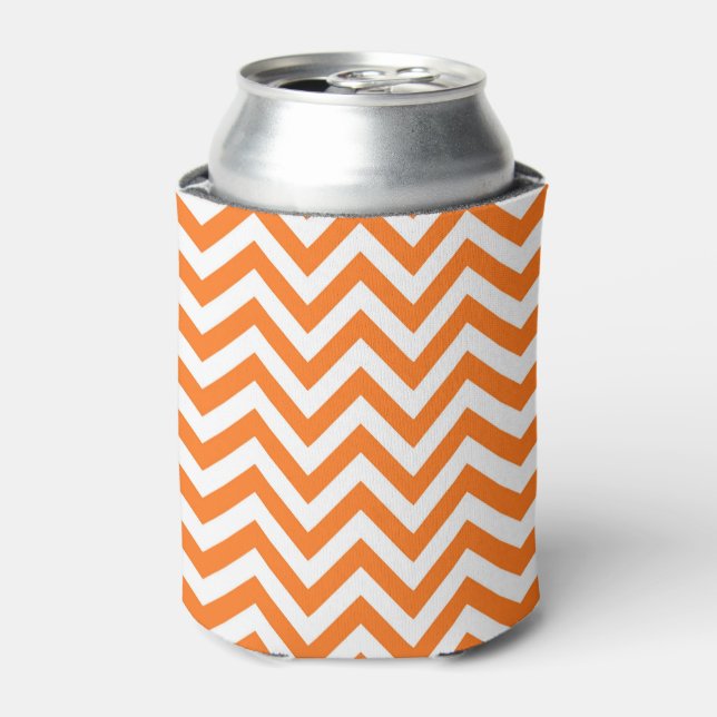 Porta-lata Pumpkin Laranja, Grande Chevron Branco Padrão ZigZ (Can Front)