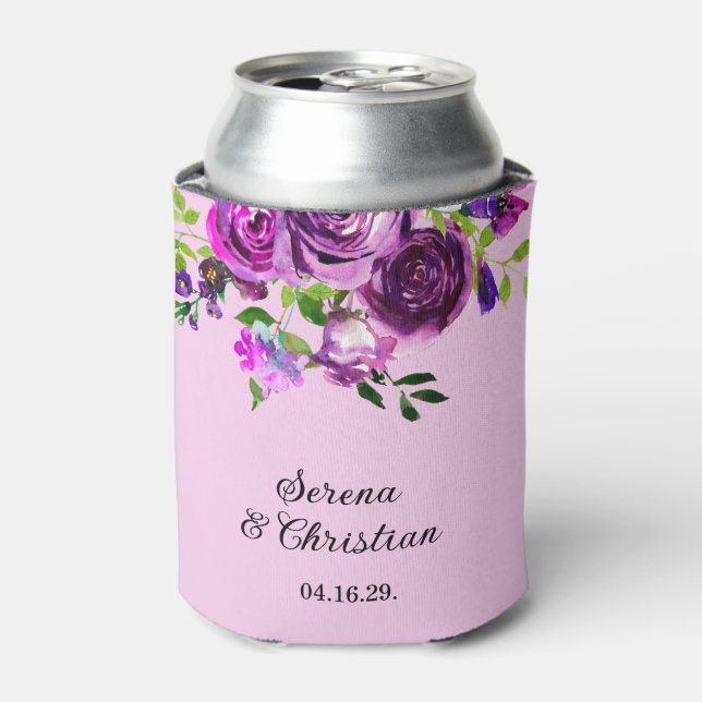 Porta-lata Purple Floral Wedding (Can Front)