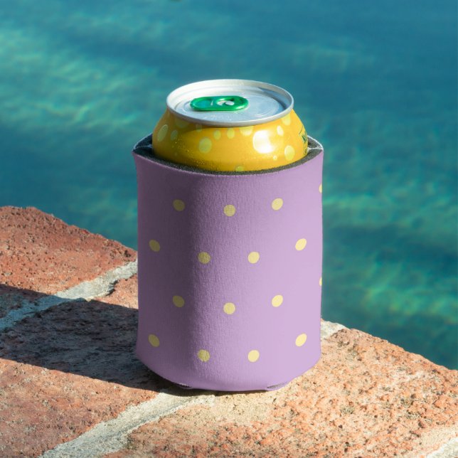 Porta-lata Purple & Yellow Polka Dot Pattern Fun Pastel Party (Piscina in situ)