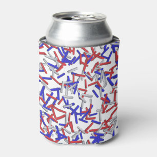 Porta-lata Purpurina Patriótica Vermelha Branca Azul