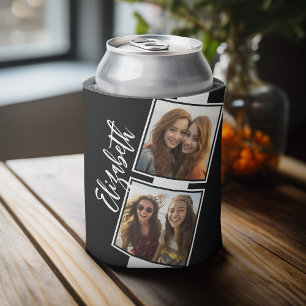 Porta-lata Quadrados de Colagem de Fotos Pretos e Brancos Per