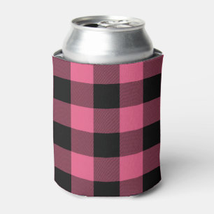 Porta-lata Quadrados Xadrez Rosa e Preto Buffalo Plaid