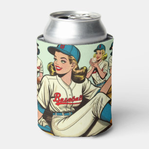 Porta-lata Quadrinhos retrô fofos de meninas de beisebol