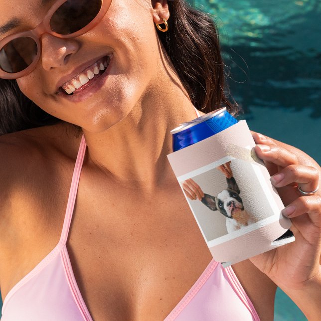 Porta-lata Quadro Rosa Pastel Moderno | Foto de Cachorro Pess (Criador carregado)