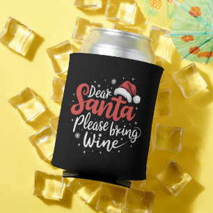 Porta-lata Querido Papai Noel Traga Vinho Natal Bebendo