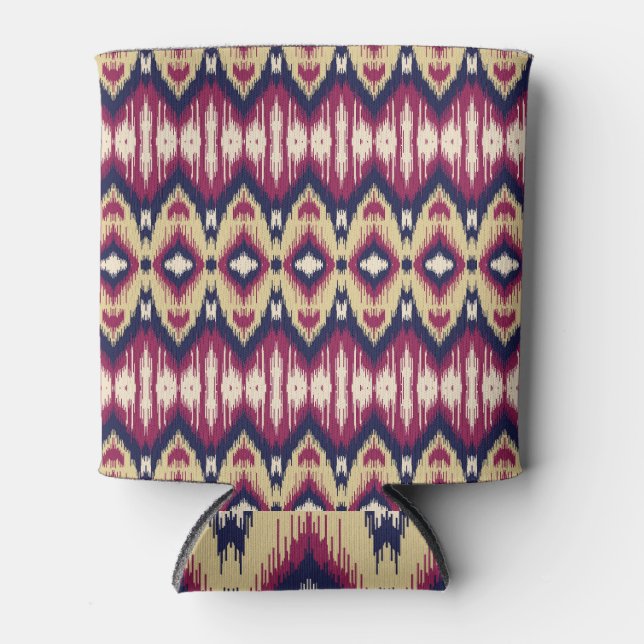 Porta-lata Quevron azul-rosa, étnico. (Frente)