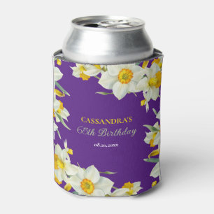 Porta-lata Quic Amarelo Branco Daffodil Floral Roxo Aniversár