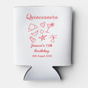Porta-lata Quinceanera aniversário de 15 anos vermelho festa 