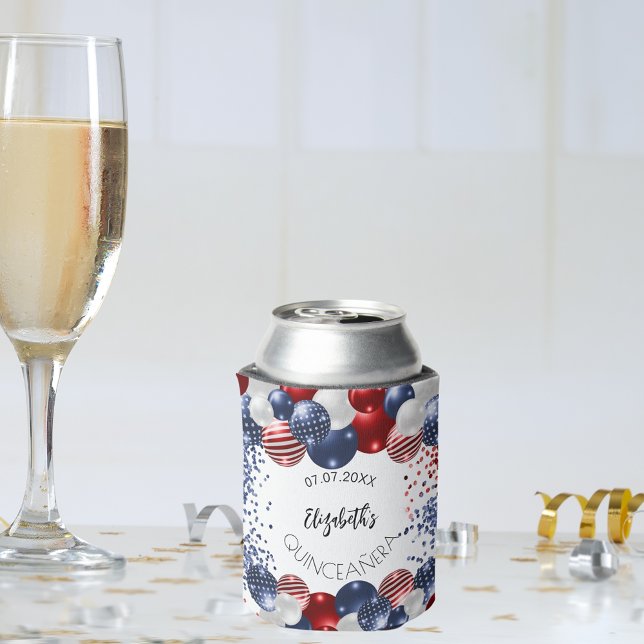 Porta-lata Quinceanera patriótica EUA vermelho bandeira azul (Criador carregado)
