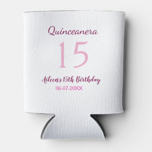 Porta-lata Quinceanera simples 15 de aniversário de fada rosa