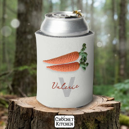 Porta-lata Quirky Amigurumi Minimalist Crochet Carrots Name