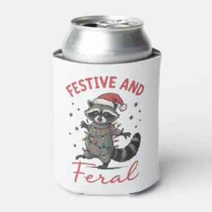Porta-lata Racoon engraçado de Natal Feral Meme Natal