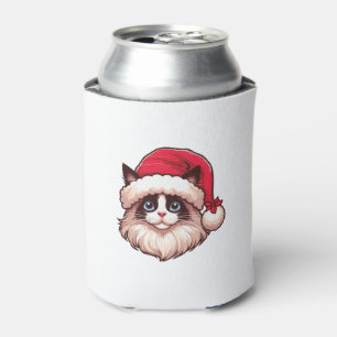 Porta-lata Ragdoll Cat no Chapéu de Natal
