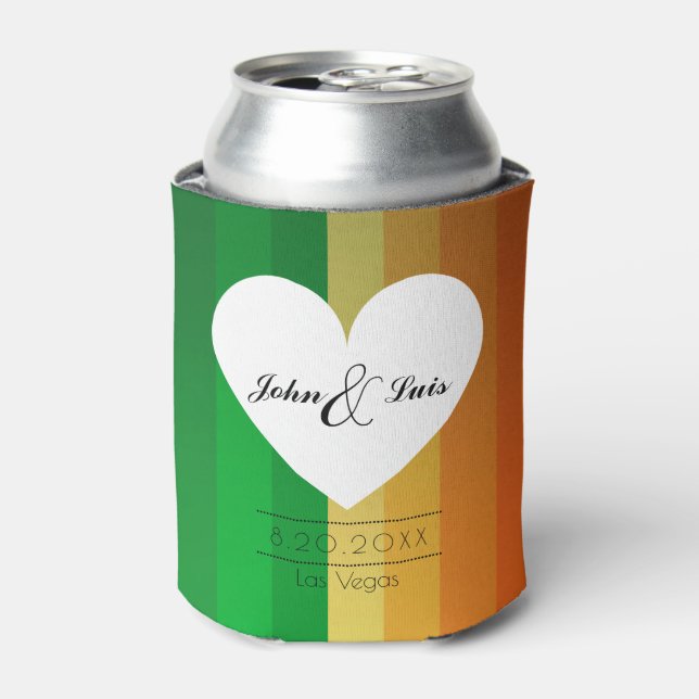 Porta-lata Rainbow Heart Wedding Favor (Can Front)