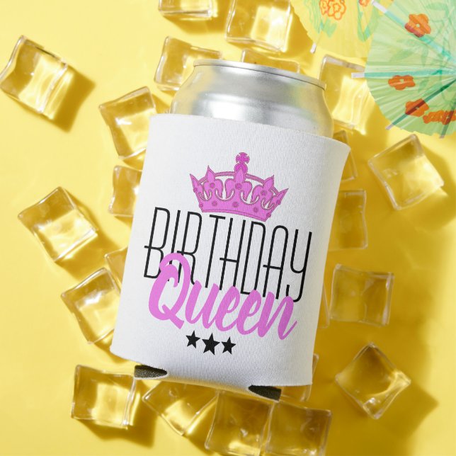 Porta-lata Rainha e Coroa Rosa de Aniversário (Verão in situ)